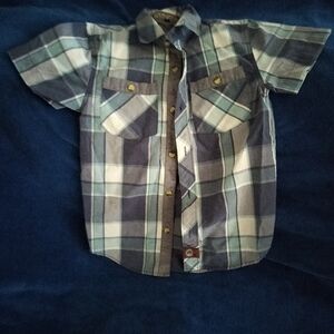 Kids Checkered Button-Down Shirt - Blue and White